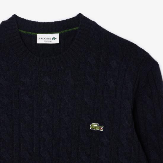 26FW 라코스테 케이블 크루넥 울 니트 AH2924166 Black - LACOSTE
