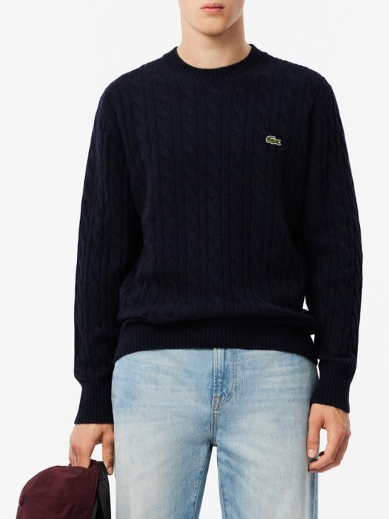26FW 라코스테 케이블 크루넥 울 니트 AH2924166 Black - LACOSTE