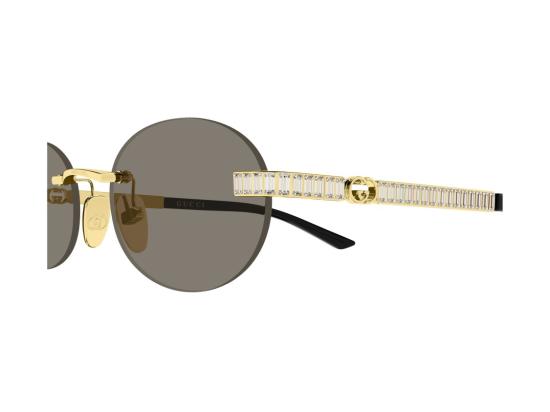 26FW 구찌 선글라스 골드 GG2214S 무테 원형 크리스탈 - GUCCI