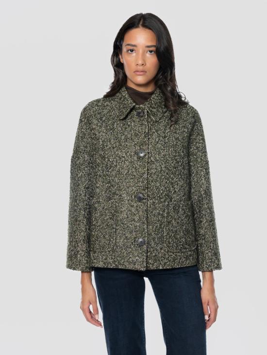 26FW 브레라스 밀라노 코트 Cappotto Corto Bouclè con Collo Camicia Marrone/Verde