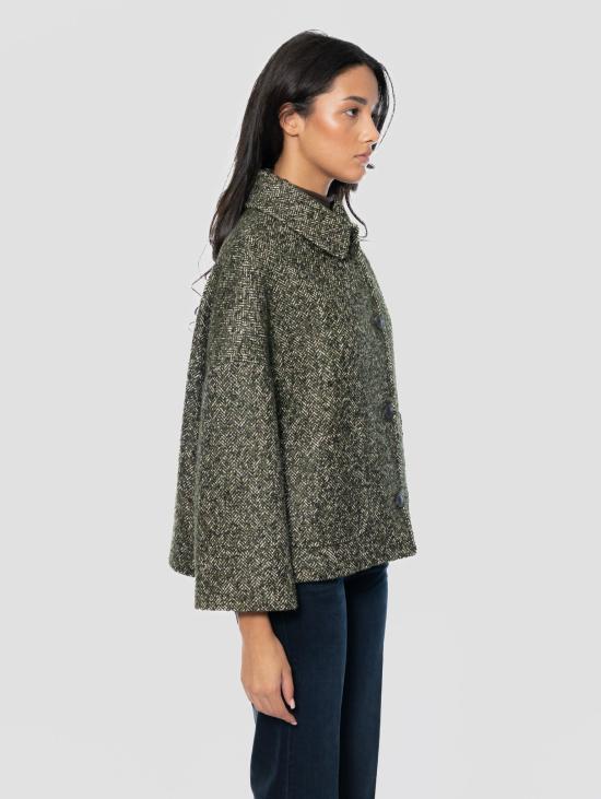 26FW 브레라스 밀라노 코트 Cappotto Corto Bouclè con Collo Camicia Marrone/Verde - BRERAS MILANO