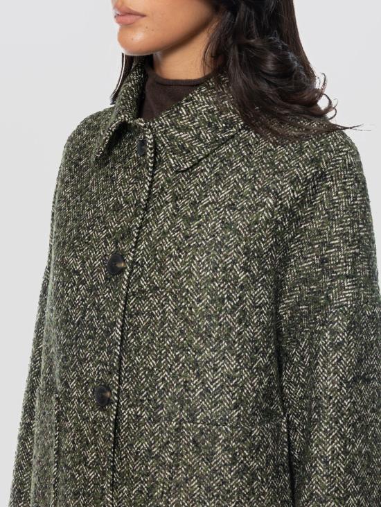 26FW 브레라스 밀라노 코트 Cappotto Corto Bouclè con Collo Camicia Marrone/Verde - BRERAS MILANO