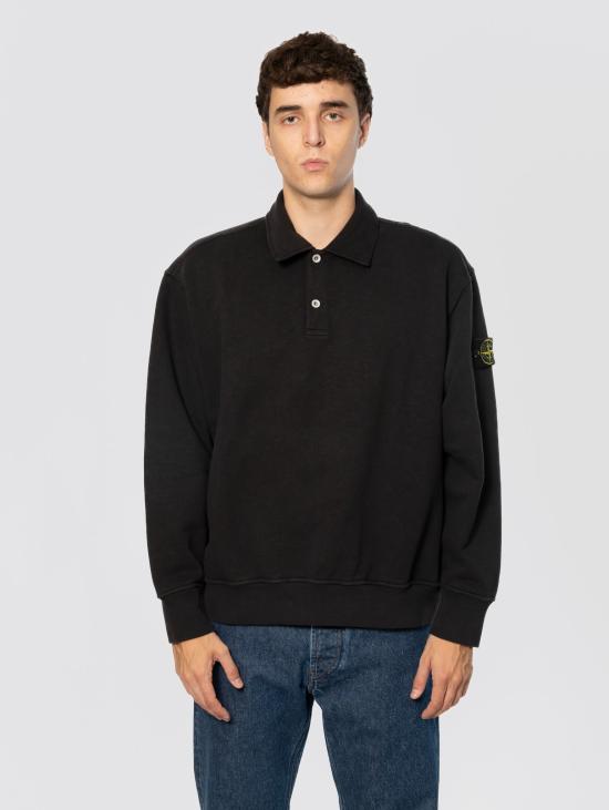 26FW 스톤 아일랜드 폴로 티셔츠 Cotone Nero 소재의 펠파 콘 콜로 폴로(Felpa con Collo Polo)