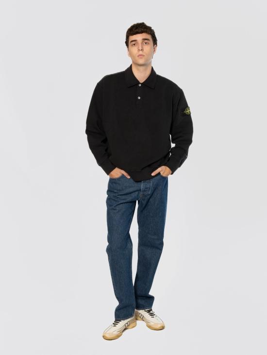 26FW 스톤 아일랜드 폴로 티셔츠 Cotone Nero 소재의 펠파 콘 콜로 폴로(Felpa con Collo Polo) - STONE ISLAND