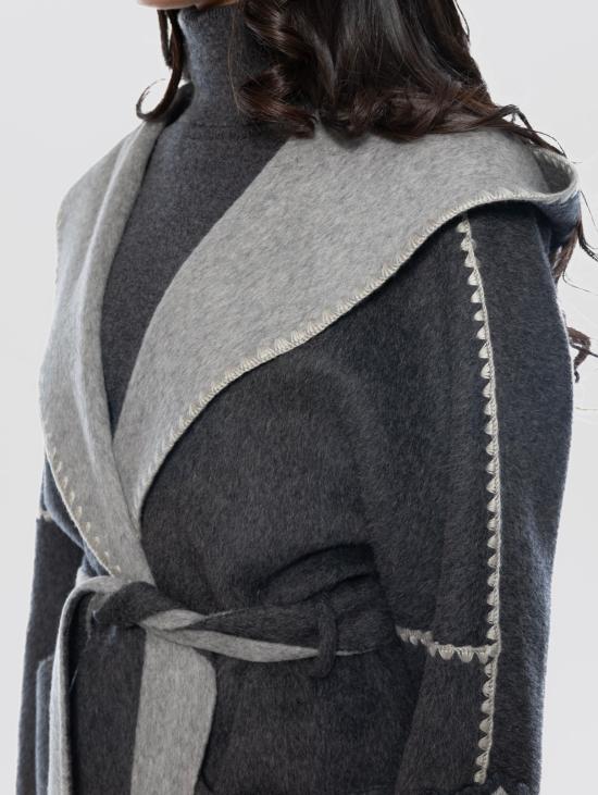 26FW 에르마노 피렌제 코트 Cappotto Vestaglia con Profili 크로셰와 Ricami 무연탄 - ERMANNO FIRENZE