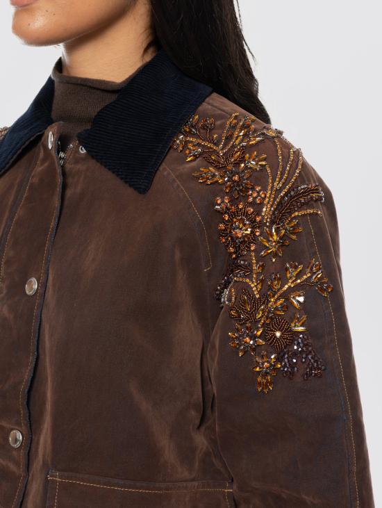 26FW 에르마노 피렌제 자켓 Giacca Truker con Pietre e Strass ed Imbottita 카카오 - ERMANNO FIRENZE