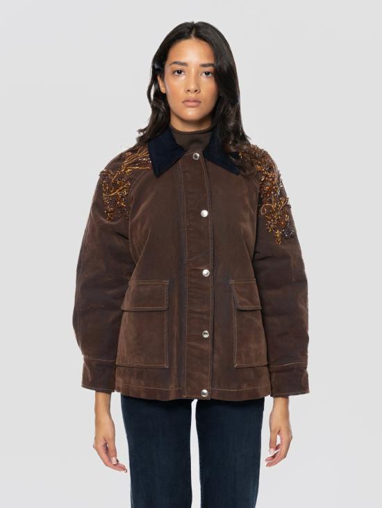 26FW 에르마노 피렌제 자켓 Giacca Truker con Pietre e Strass ed Imbottita 카카오