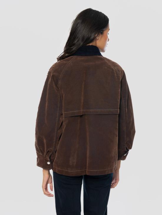 26FW 에르마노 피렌제 자켓 Giacca Truker con Pietre e Strass ed Imbottita 카카오 - ERMANNO FIRENZE