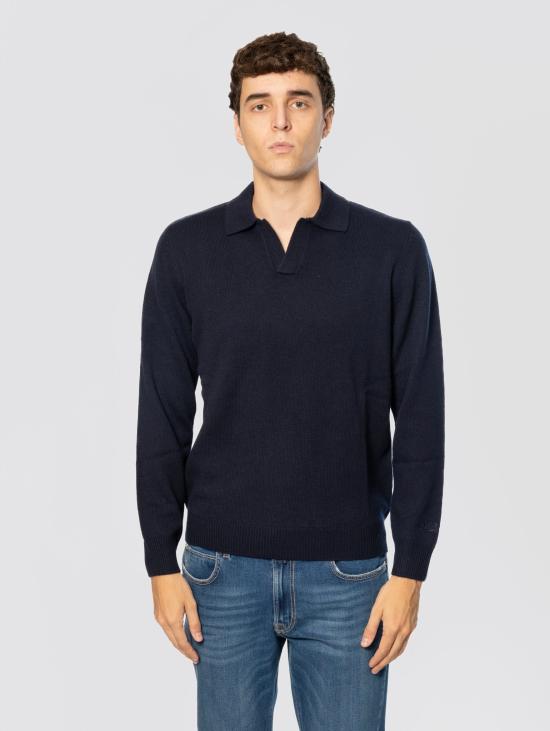 26FW 세인트바쓰 스웨터 라나 메리노스 블루를 입은 Maglione Modello 폴로 셔츠