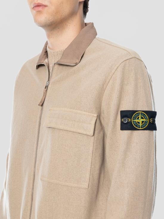 26FW 스톤 아일랜드 자켓 Flanella di Lana 스트레치 비스코토 소재의 오버셔츠 - STONE ISLAND