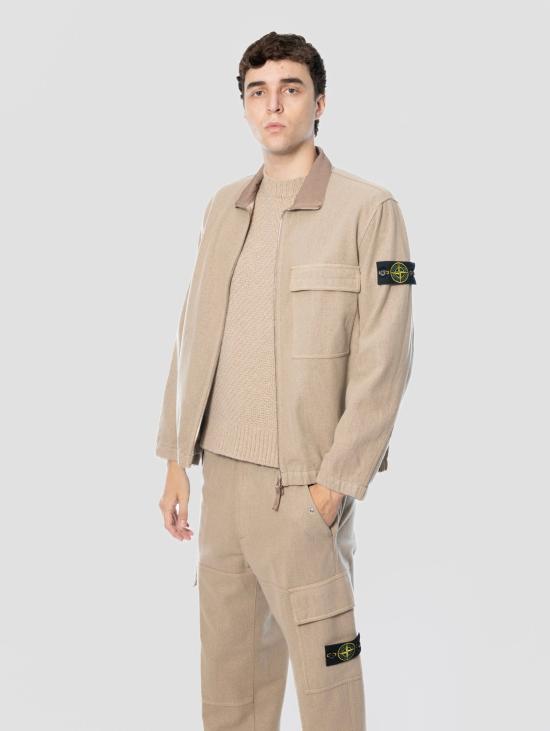 26FW 스톤 아일랜드 자켓 Flanella di Lana 스트레치 비스코토 소재의 오버셔츠 - STONE ISLAND