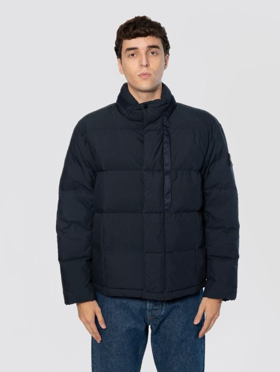 26FW 스톤 아일랜드 자켓 Tela di Cotone 및 나일론 Opaca Blu 소재의 Piumino
