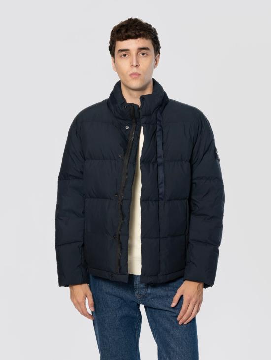26FW 스톤 아일랜드 자켓 Tela di Cotone 및 나일론 Opaca Blu 소재의 Piumino - STONE ISLAND