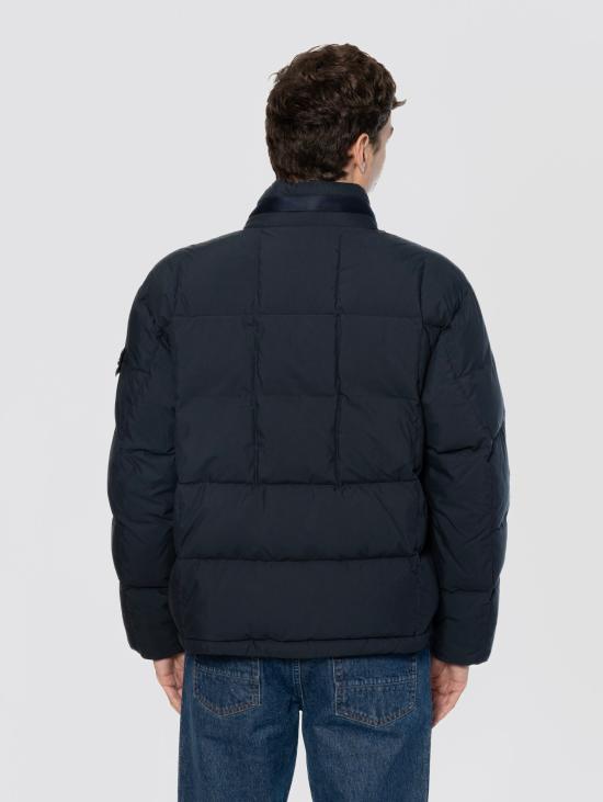 26FW 스톤 아일랜드 자켓 Tela di Cotone 및 나일론 Opaca Blu 소재의 Piumino - STONE ISLAND