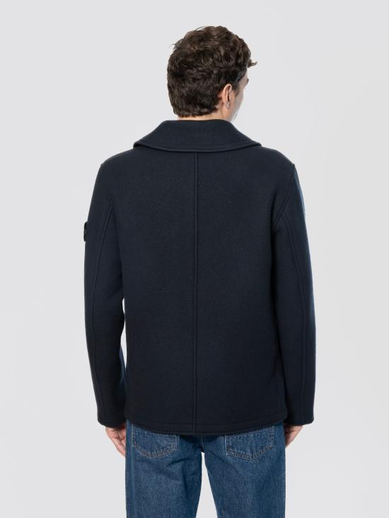 26FW 스톤 아일랜드 자켓 Panno Pesante di Lana e Cashmere Blu의 피코트 - STONE ISLAND
