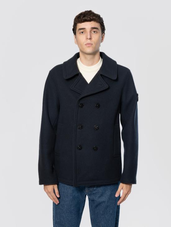26FW 스톤 아일랜드 자켓 Panno Pesante di Lana e Cashmere Blu의 피코트