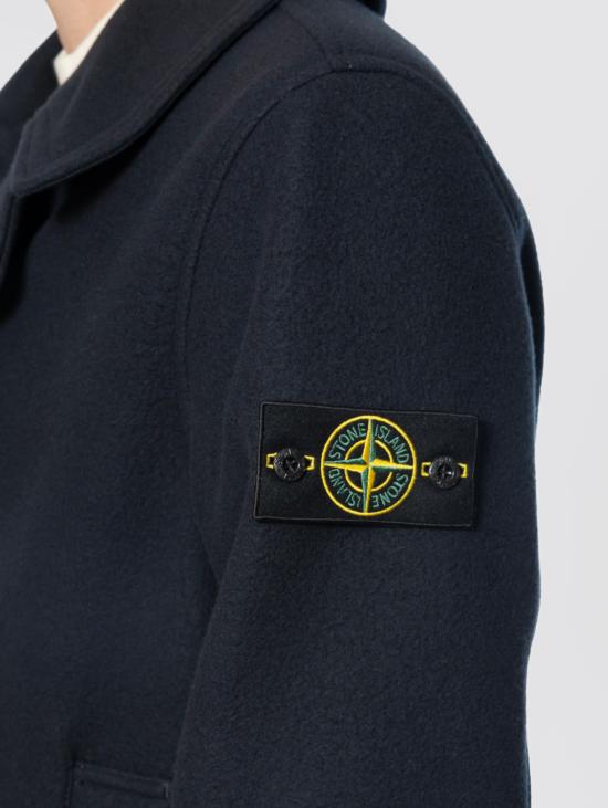 26FW 스톤 아일랜드 자켓 Panno Pesante di Lana e Cashmere Blu의 피코트 - STONE ISLAND