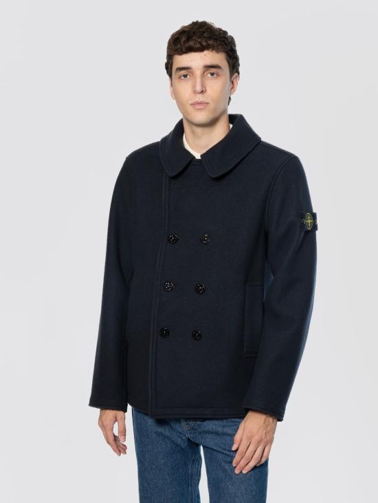26FW 스톤 아일랜드 자켓 Panno Pesante di Lana e Cashmere Blu의 피코트 - STONE ISLAND
