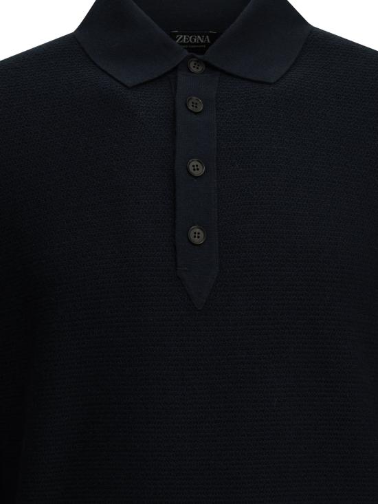 26FW 에르메네질도제냐 니트웨어 캐시미어 폴로 스웨터  블루 - ERMENEGILDO ZEGNA
