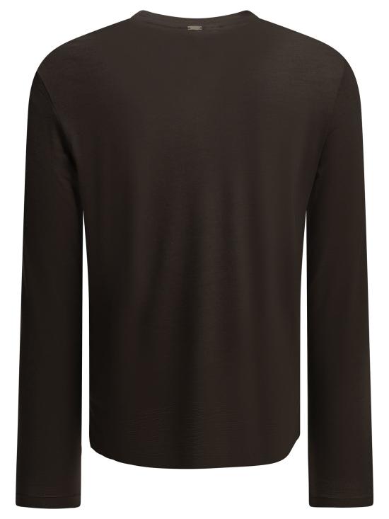 26FW 에르노 긴팔 티셔츠 라운드넥 울 티셔츠 브라운 - HERNO