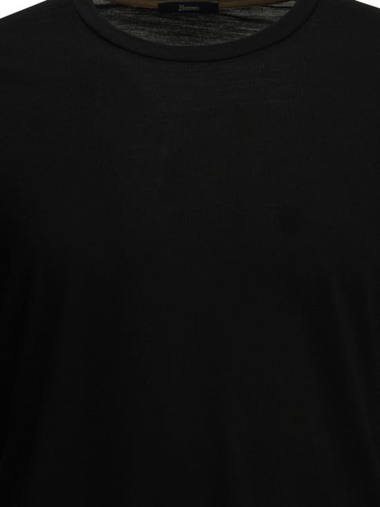 26FW 에르노 긴팔 티셔츠 라운드넥 울 티셔츠 블랙 - HERNO