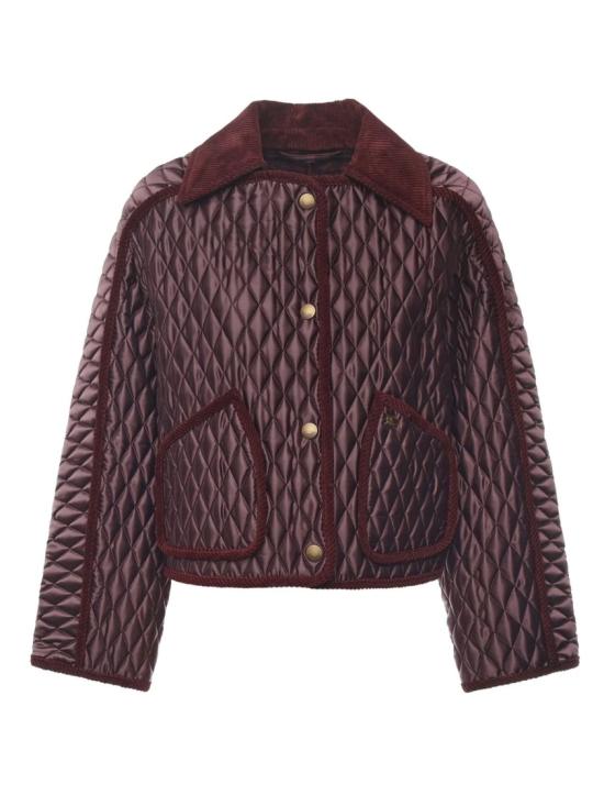 26FW 버버리 크롭 퀼팅 나일론 플로리스톤 자켓 8113543C1494 Burgundy