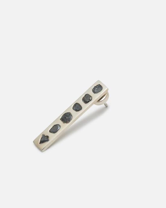  parts of four 싱글 이어링 0.6캐럿 블랙 다이아몬드 조각 6개로 구성된 포 플레이트  부품 / 34mm / Pa Kfrdia - PARTS OF FOUR