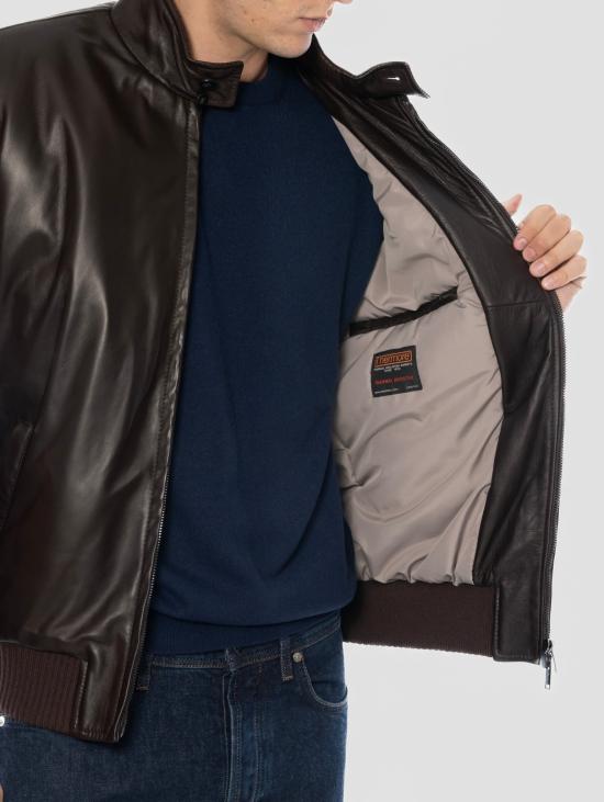 26FW 볼파글리 자켓 Pelle Tamponata con Imbottitura Marrone의 폭격기 - VOLFAGLI
