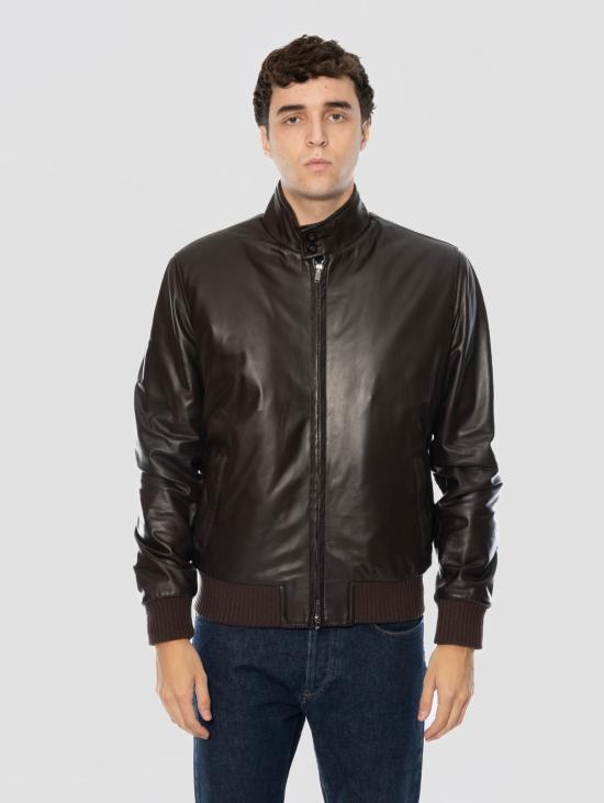 26FW 볼파글리 자켓 Pelle Tamponata con Imbottitura Marrone의 폭격기 - VOLFAGLI