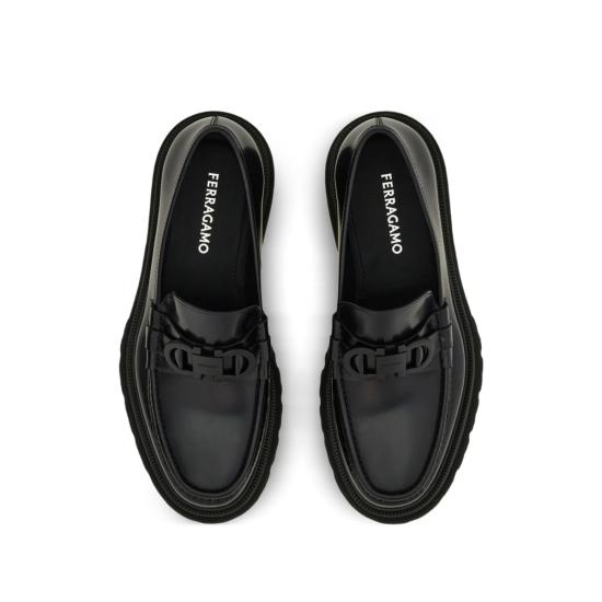  살바토레 페라가모 로퍼 페라가모 더블 간치니 버클 블랙 가죽 - SALVATORE FERRAGAMO