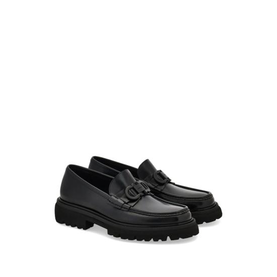  살바토레 페라가모 로퍼 페라가모 더블 간치니 버클 블랙 가죽 - SALVATORE FERRAGAMO