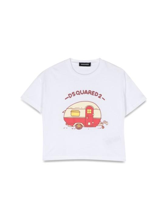  디스퀘어드2 민소매 티셔츠 Dsquared2 크롭 프린트 티셔츠 화이트