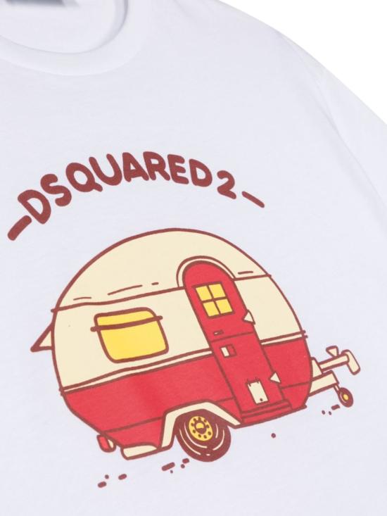  디스퀘어드2 민소매 티셔츠 Dsquared2 크롭 프린트 티셔츠 화이트 - DSQUARED2