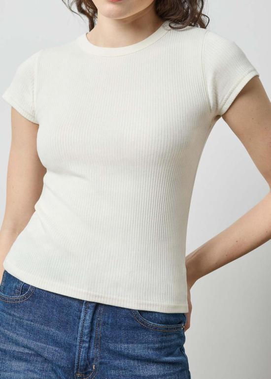  릴라 피 반팔 티셔츠 릴라 P. 골지 반팔 크루넥 탑 로프