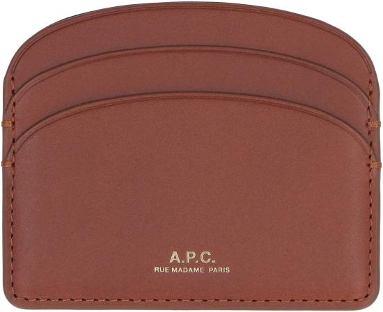  아페쎄 남성지갑 A.P.C. 로고 디테일 가죽 카드 지갑 (갈색) - A.P.C.