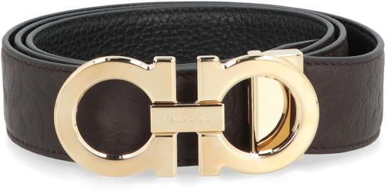  살바토레 페라가모 가죽 벨트 페라가모 간치니 양면 가죽  브라운 - SALVATORE FERRAGAMO