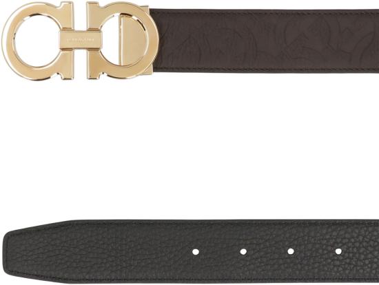  살바토레 페라가모 가죽 벨트 페라가모 간치니 양면 가죽  브라운 - SALVATORE FERRAGAMO