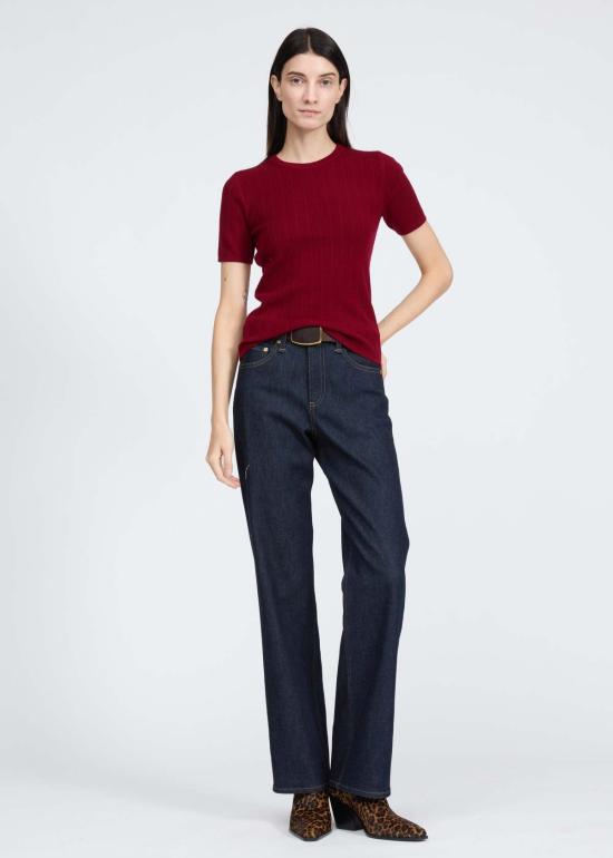  랙앤본 스웨터 Rag & Bone Rhodes 반팔 크루넥  석류색