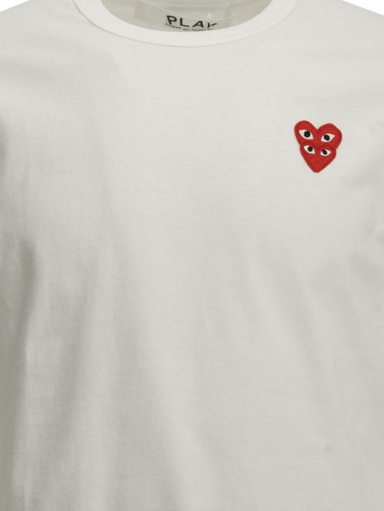26FW 꼼데가르송 더블하트 와펜 반팔티 AX T288 0512 WHITE - COMME DES GARCONS