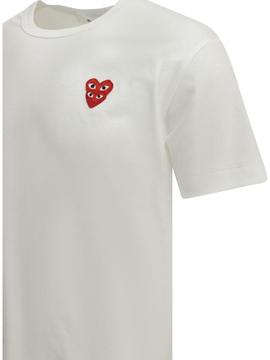 26FW 꼼데가르송 더블하트 와펜 반팔티 AX T288 0512 WHITE - COMME DES GARCONS