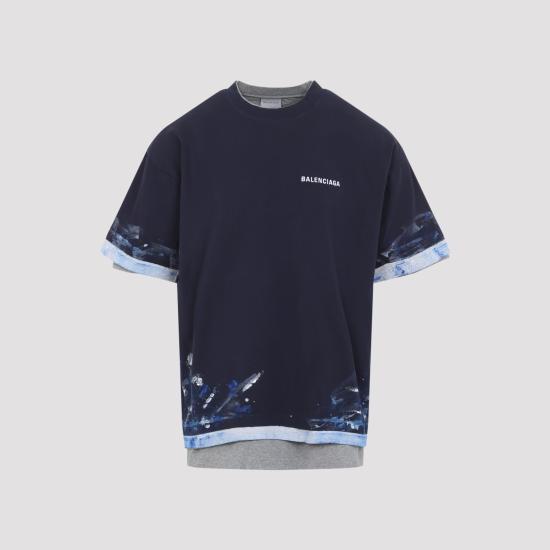 26FW 발렌시아가 반팔 티셔츠 A009CW TUVJ7 8065 NAVY - BALENCIAGA