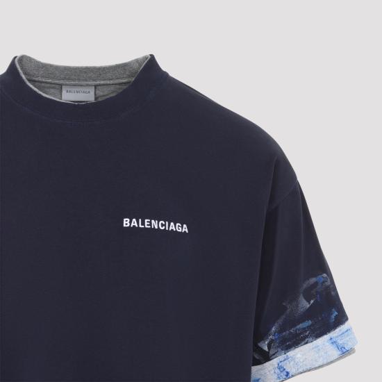26FW 발렌시아가 반팔 티셔츠 A009CW TUVJ7 8065 NAVY - BALENCIAGA