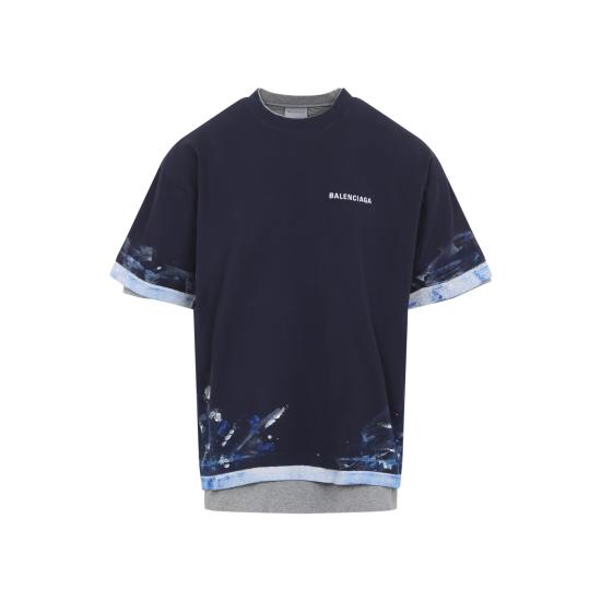 26FW 발렌시아가 반팔 티셔츠 A009CW TUVJ7 8065 NAVY - BALENCIAGA