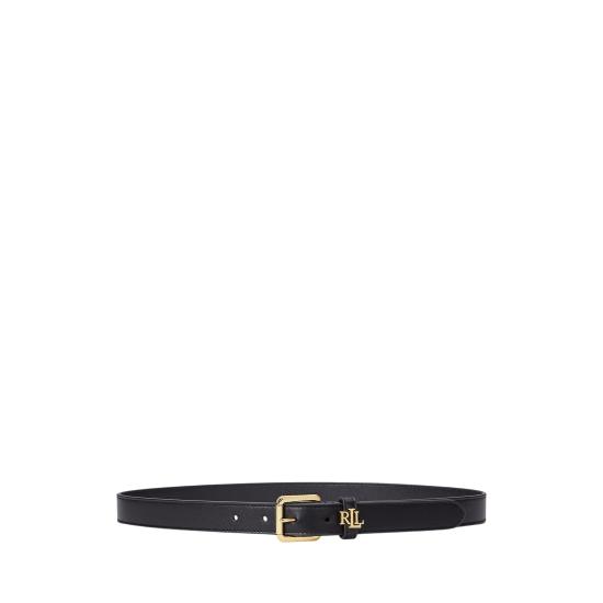 26FW 랄프 로렌 로고 키퍼 가죽 슬림 벨트 412968763001 BLACK