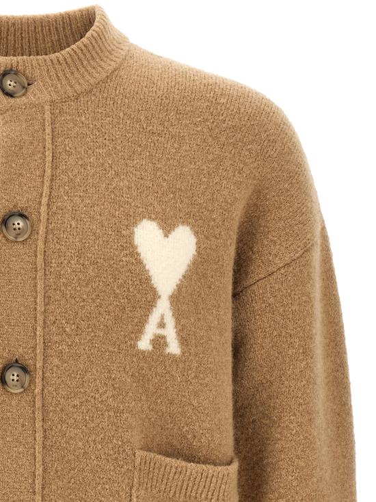 26FW 아미 ADC 하트 인타르시아 알파카 니트 가디건 UKC366KN0135A278 Beige - AMI