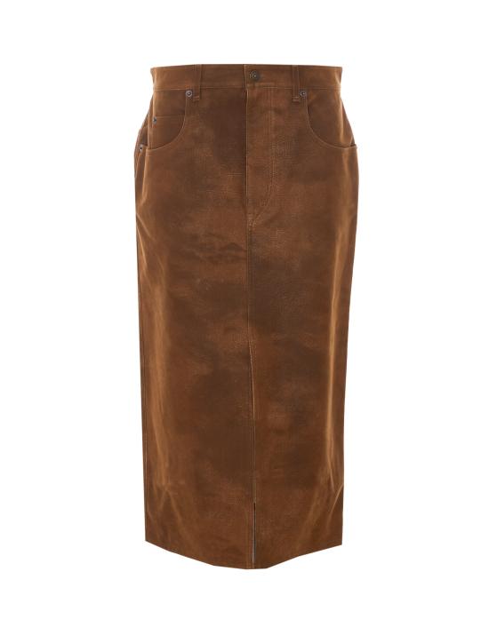 26FW 이자벨마랑에뚜왈 비잔 빈티지 페이크 스웨이드 스커트 JU0524FA D3B01E50BW BROWN