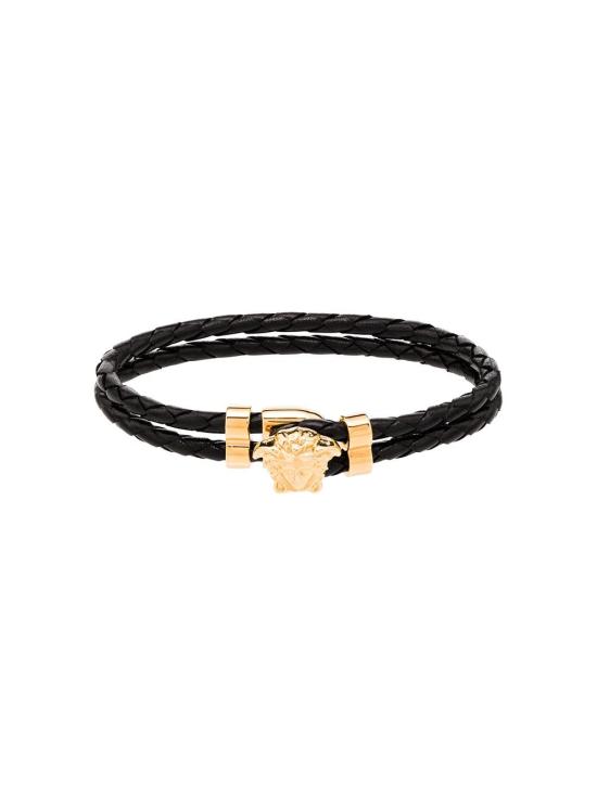 26FW 베르사체 메두사 레더 브레이슬릿 DG05579DMTN D41O NERO ORO