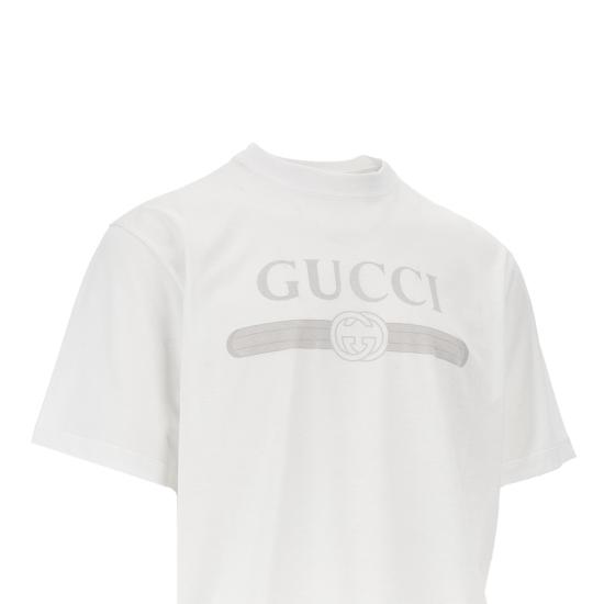 26FW 구찌 웹 스트라이프 프린트 코튼 티셔츠 웹 스트라이프 프린트 코튼 티셔츠 A0095JXJH5Y White - GUCCI