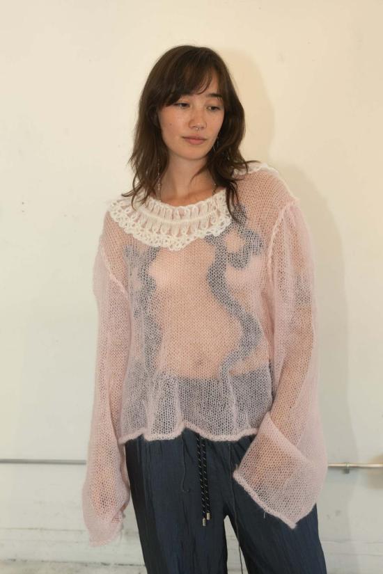  yushokobayashi 스웨터 유쇼코바야시 플라워 섀도우 니트 점퍼