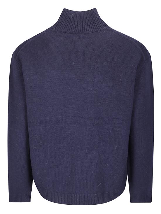 26FW 메종키츠네 폭스 헤드 인타르시아 컴포트 하이 넥 니트 NM00807KM0329 0630 NAVY LIGHT GREY MELANGE - MAISON KITSUNE